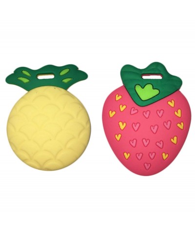 Fruit Teethers for Babies BPA Free - Silicone Pineapple and Strawberry Baby Teether Toys 2" Teething Gift Set $17.98 Baby Tee...