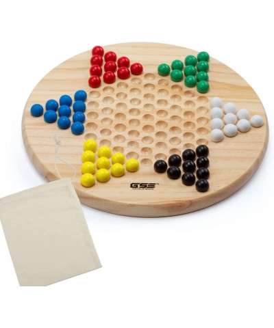 GSE 11.5" Natural Wood Chinese Checkers Board Game Set with 66 Colorful Wooden Marbles Classic Strategy Family Board Game for...