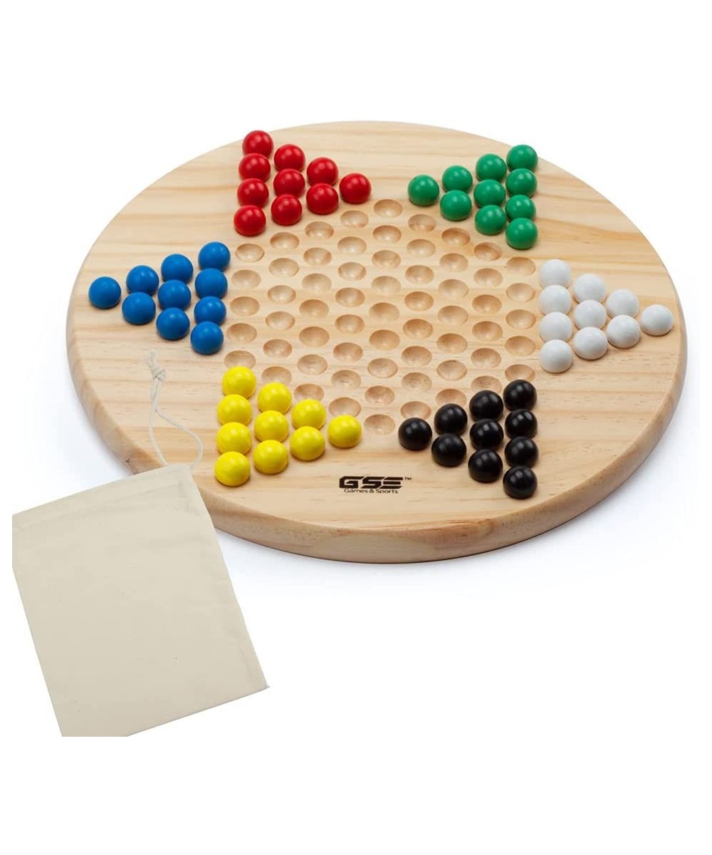 GSE 11.5" Natural Wood Chinese Checkers Board Game Set with 66 Colorful Wooden Marbles Classic Strategy Family Board Game for...