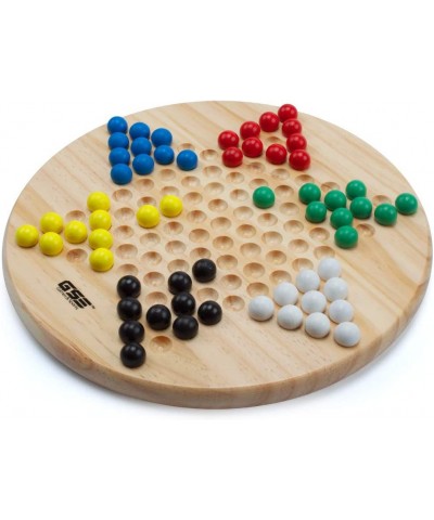 GSE 11.5" Natural Wood Chinese Checkers Board Game Set with 66 Colorful Wooden Marbles Classic Strategy Family Board Game for...