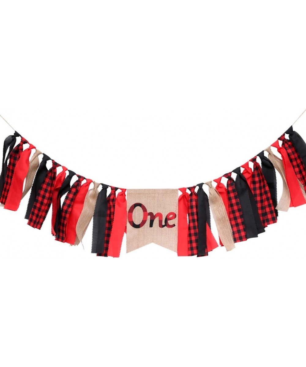 1st Birthday Banner for Lumberjack Party - Lumberjack One Birthday Highchair Banner for Photo Booth Props and Backdrop Cake S...