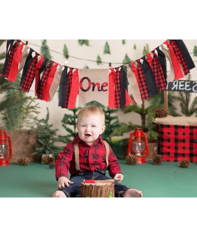 1st Birthday Banner for Lumberjack Party - Lumberjack One Birthday Highchair Banner for Photo Booth Props and Backdrop Cake S...