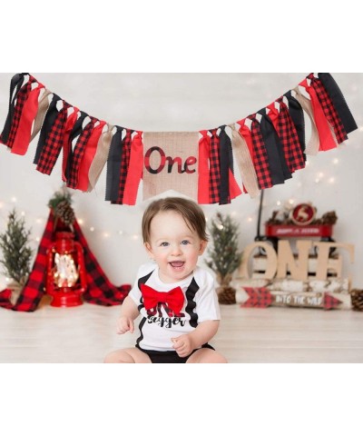 1st Birthday Banner for Lumberjack Party - Lumberjack One Birthday Highchair Banner for Photo Booth Props and Backdrop Cake S...