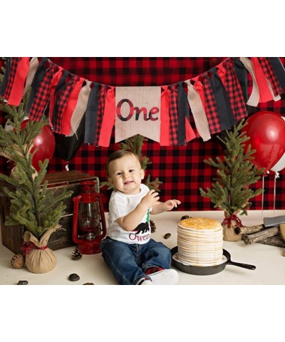 1st Birthday Banner for Lumberjack Party - Lumberjack One Birthday Highchair Banner for Photo Booth Props and Backdrop Cake S...