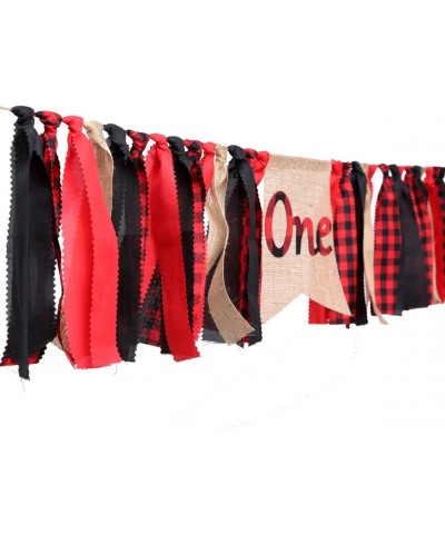 1st Birthday Banner for Lumberjack Party - Lumberjack One Birthday Highchair Banner for Photo Booth Props and Backdrop Cake S...