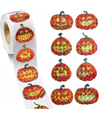 500 Pcs Prism Pumpkin Stickers for Halloween Fall Halloween Sticker Roll Bulk Halloween Decorating Face Stickers for Kids Aut...