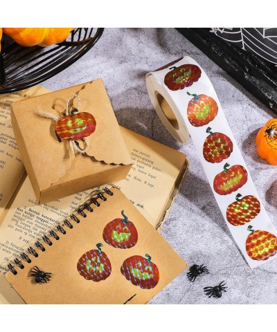 500 Pcs Prism Pumpkin Stickers for Halloween Fall Halloween Sticker Roll Bulk Halloween Decorating Face Stickers for Kids Aut...