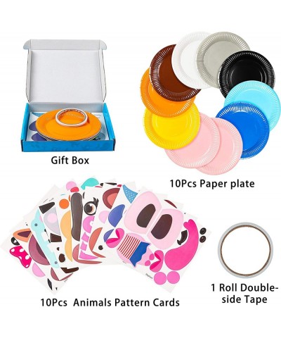 10Pcs Animal Paper Plate Art Kits for Kids DIY Craft Sticker Card Games Activity Handmade 3D Animals with Body Paper Crafts P...