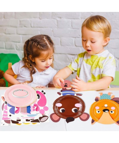 10Pcs Animal Paper Plate Art Kits for Kids DIY Craft Sticker Card Games Activity Handmade 3D Animals with Body Paper Crafts P...