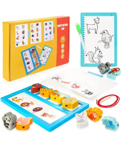 Animal Matching Board Game Educational Montessori Toys Include Lacing Beads & Double Functional Erase Writing Board Fun Anima...