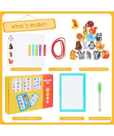 Animal Matching Board Game Educational Montessori Toys Include Lacing Beads & Double Functional Erase Writing Board Fun Anima...