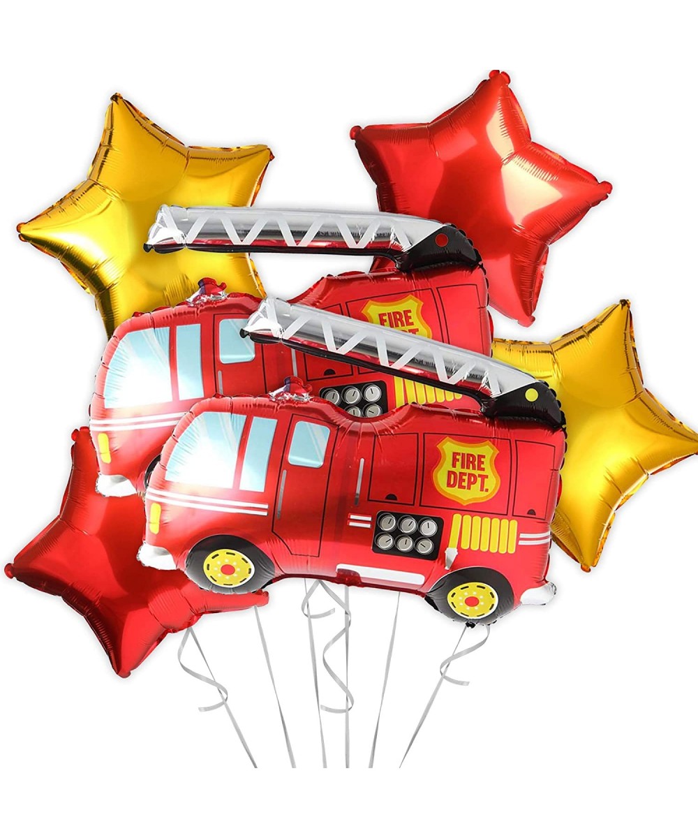 Firetruck Balloons for Birthday Party | Fire Engine Rescue Themed Decorations Mylar Foil Helium Balloon Decor | Large Firefig...