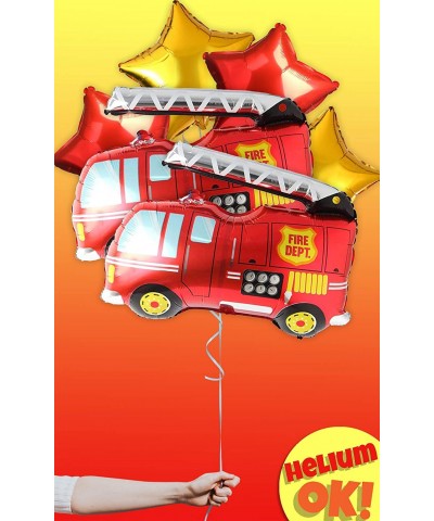 Firetruck Balloons for Birthday Party | Fire Engine Rescue Themed Decorations Mylar Foil Helium Balloon Decor | Large Firefig...