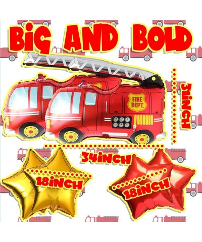 Firetruck Balloons for Birthday Party | Fire Engine Rescue Themed Decorations Mylar Foil Helium Balloon Decor | Large Firefig...