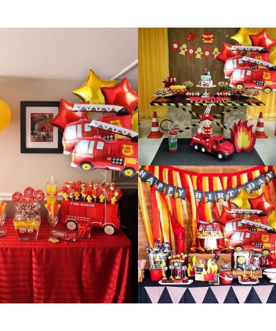 Firetruck Balloons for Birthday Party | Fire Engine Rescue Themed Decorations Mylar Foil Helium Balloon Decor | Large Firefig...