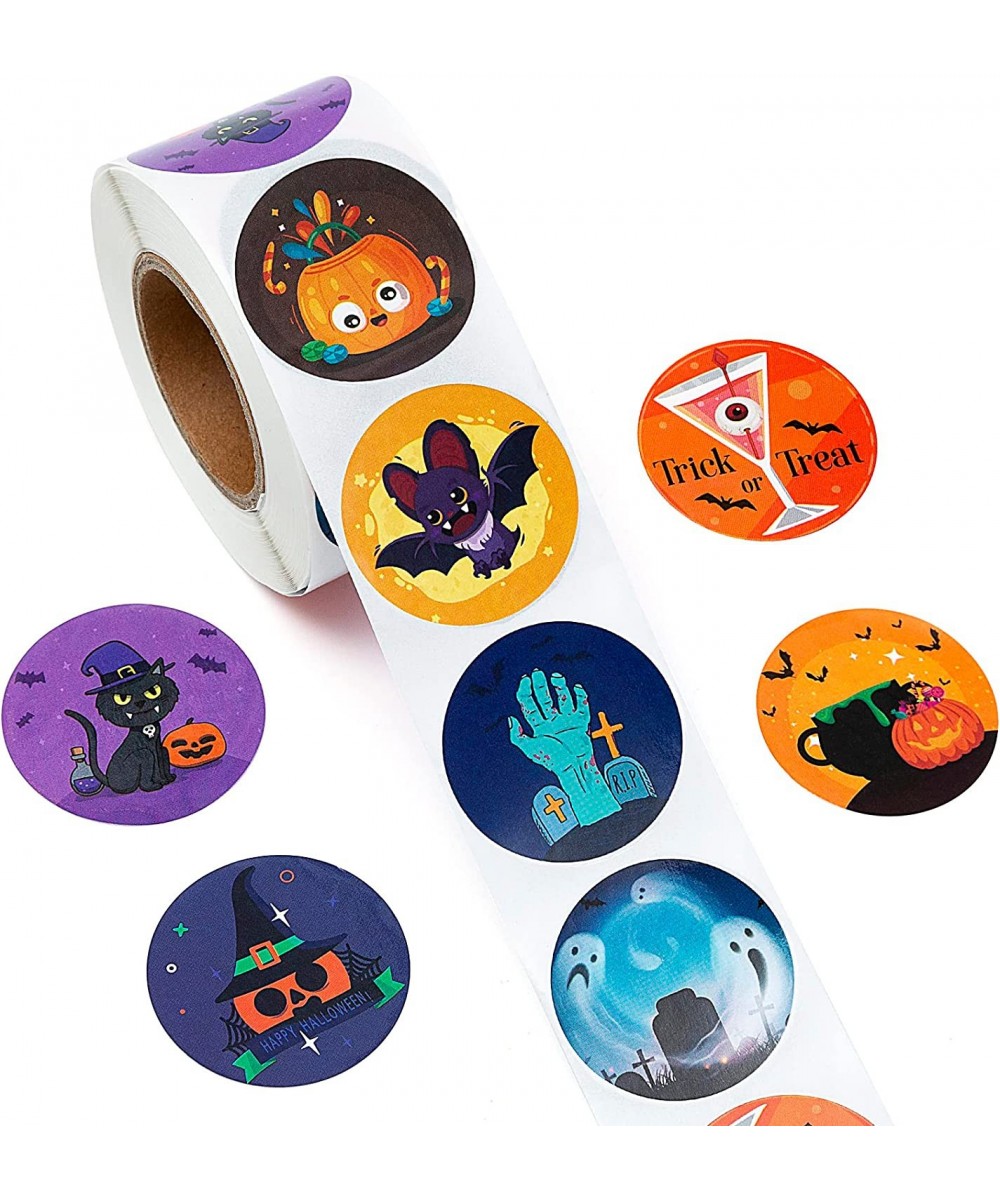 500 Pieces Halloween Character Stickers Round Self Adhesive Scary Labels Roll for Kids Halloween Party Favor Supplies Treat G...