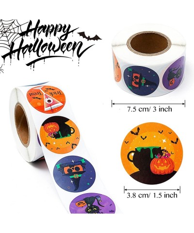 500 Pieces Halloween Character Stickers Round Self Adhesive Scary Labels Roll for Kids Halloween Party Favor Supplies Treat G...