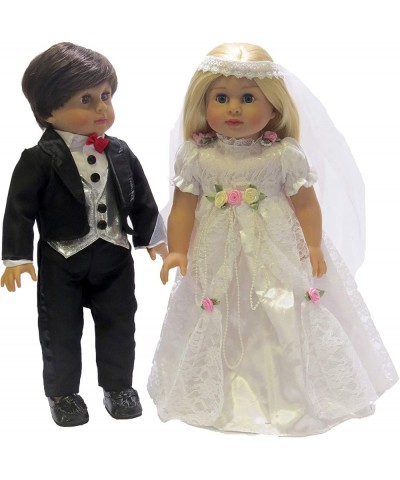 Bride Lace Wedding Dress with Roses and Pearls Made to fit 18 inch Dolls $29.08 Doll Accessories