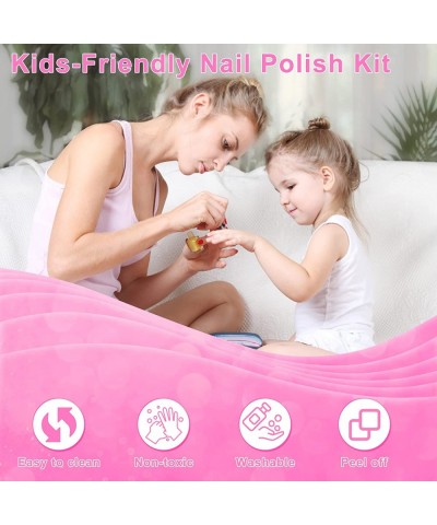 Kids Nail Polish Set with Nail Dryer Nail Design Pen Glitter Pen Non-Toxic&Peel-Off Toddler Nail Polish Stickers Fake Nails a...