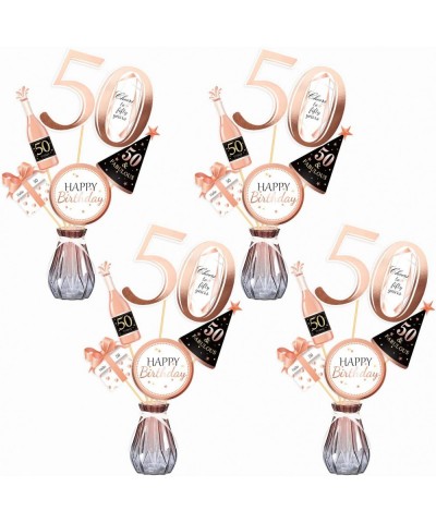 Rose Gold 50th Birthday Centerpiece Sticks 50th Birthday Table Toppers Birthday Party Decor Accessories 50 Fabulous Bday Part...