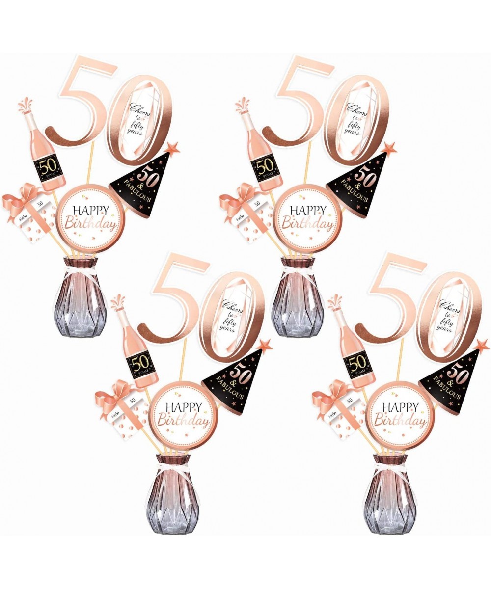 Rose Gold 50th Birthday Centerpiece Sticks 50th Birthday Table Toppers Birthday Party Decor Accessories 50 Fabulous Bday Part...