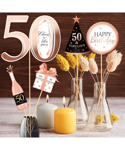 Rose Gold 50th Birthday Centerpiece Sticks 50th Birthday Table Toppers Birthday Party Decor Accessories 50 Fabulous Bday Part...