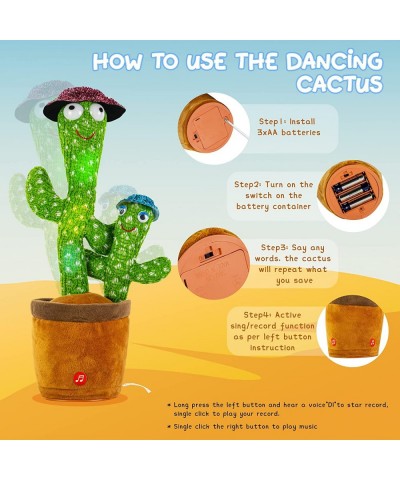 Dancing Cactus Talking Toy Wriggle Singing Cactus Repeats What You Say Soft Plush Talking Toy Speaking Cactus Baby Funny Crea...