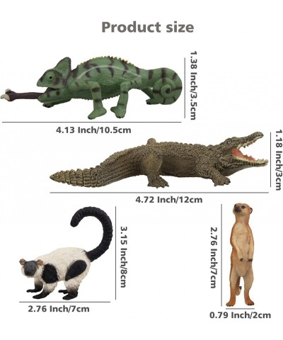 11PCS Madagascar Jungle Animals Figurines Toy with Meerkat Lemur Chameleon Crocodile-Jungle Forest Zoo Animal Figures Set Chr...