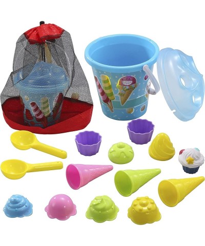 Beach Sand Toys Set 18 Pcs with Bucket Pail and Spade Scoop Mesh Bag Ice Cream Toys for Kids Toddlers Beach Party Summer Acti...