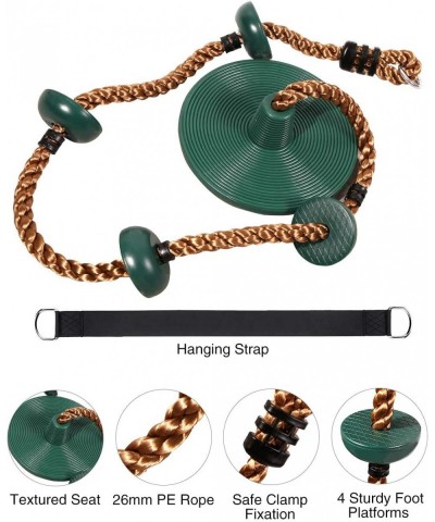 Climbing Rope Swings for Trees Heavy Duty Plastic Disc Swing Seat for Kids and Adults with Hanging Strap and Snap Hooks Green...