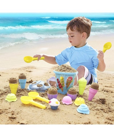 Beach Sand Toys Set 18 Pcs with Bucket Pail and Spade Scoop Mesh Bag Ice Cream Toys for Kids Toddlers Beach Party Summer Acti...