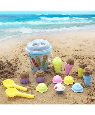 Beach Sand Toys Set 18 Pcs with Bucket Pail and Spade Scoop Mesh Bag Ice Cream Toys for Kids Toddlers Beach Party Summer Acti...