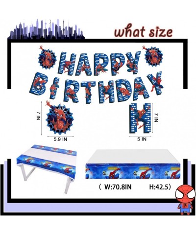 Spider Birthday Decorations 63Pcs Birthday Party Supplies Include Happy Birthday Banner Cake Topper Cupcake Toppers $31.71 Ki...