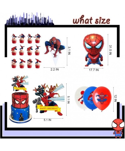 Spider Birthday Decorations 63Pcs Birthday Party Supplies Include Happy Birthday Banner Cake Topper Cupcake Toppers $31.71 Ki...