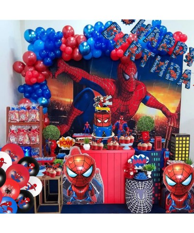 Spider Birthday Decorations 63Pcs Birthday Party Supplies Include Happy Birthday Banner Cake Topper Cupcake Toppers $31.71 Ki...