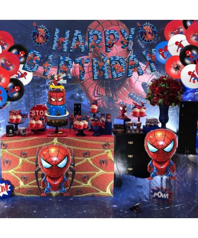 Spider Birthday Decorations 63Pcs Birthday Party Supplies Include Happy Birthday Banner Cake Topper Cupcake Toppers $31.71 Ki...