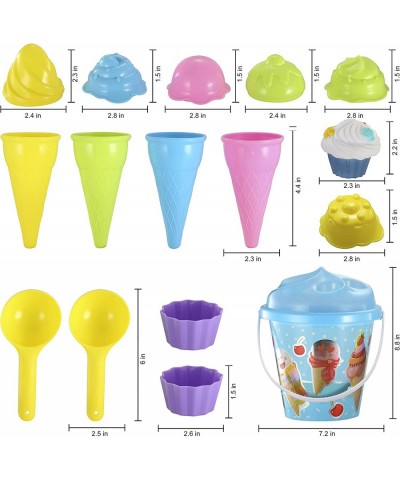 Beach Sand Toys Set 18 Pcs with Bucket Pail and Spade Scoop Mesh Bag Ice Cream Toys for Kids Toddlers Beach Party Summer Acti...