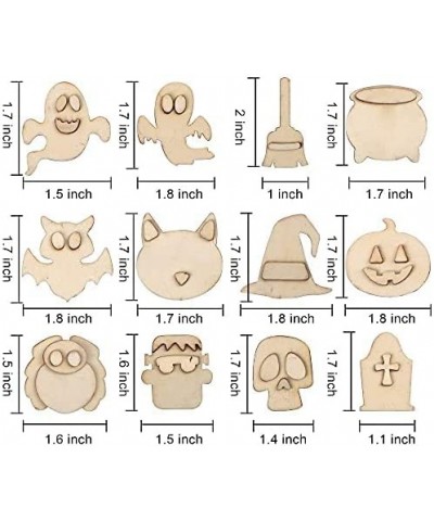 12 Pcs Halloween Craft Kid Wooden Magnet Creativity Arts DIY Halloween Painting Craft Kits for Kids Halloween Party Supplies ...