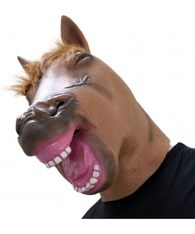 2018 Latex Crazy Happy Brown Horse Cosplay Mask $34.86 Kids' Dress-Up Accessories