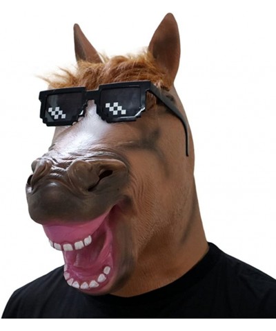 2018 Latex Crazy Happy Brown Horse Cosplay Mask $34.86 Kids' Dress-Up Accessories