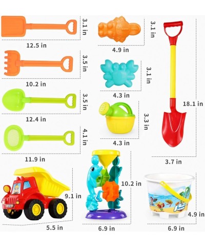 Beach Sand Toys for 3 4 5 6 7 Year Old Boys w/ Water Wheel Dump Truck Bucket Shovels Rakes Watering Can Molds Outdoor Tool Ki...