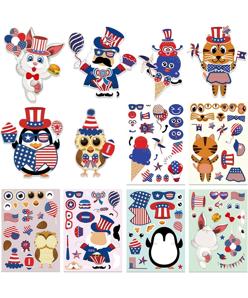 HOWA 4th of July Patriotic Crafts Stickers for Kids 24 Sheets Independence Day Red White Blue Stickers for Kids DIY Party Gam...