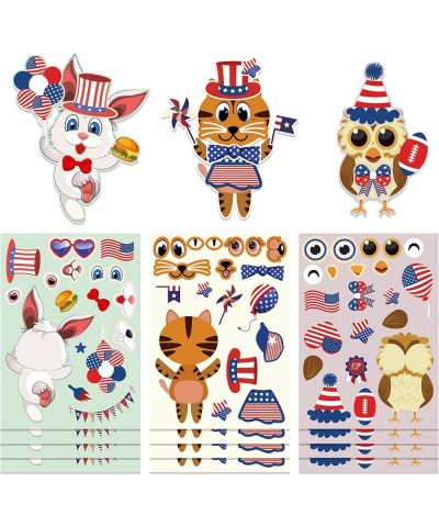 HOWA 4th of July Patriotic Crafts Stickers for Kids 24 Sheets Independence Day Red White Blue Stickers for Kids DIY Party Gam...