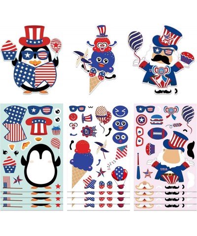 HOWA 4th of July Patriotic Crafts Stickers for Kids 24 Sheets Independence Day Red White Blue Stickers for Kids DIY Party Gam...