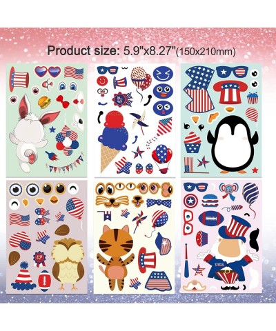 HOWA 4th of July Patriotic Crafts Stickers for Kids 24 Sheets Independence Day Red White Blue Stickers for Kids DIY Party Gam...