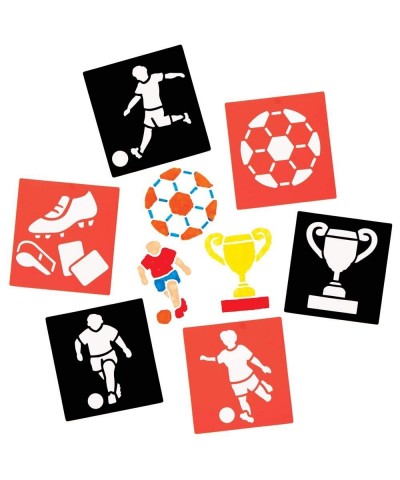 FE465 Soccer Craft Stencils - Pack of 8 Plastic Stencils for Children Ideal for Kids to Create and Design Football Themed Boo...