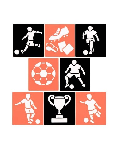 FE465 Soccer Craft Stencils - Pack of 8 Plastic Stencils for Children Ideal for Kids to Create and Design Football Themed Boo...