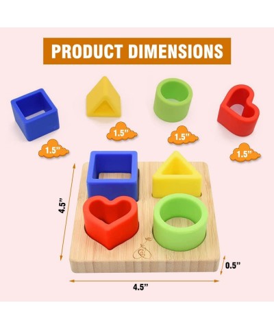 Silicone (Heart) Puzzle Shape Toy with a Bamboo Base Stacking Blocks Safe Teething & Squeezing Play BPA Free Developmental an...