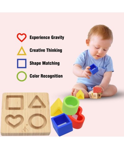 Silicone (Heart) Puzzle Shape Toy with a Bamboo Base Stacking Blocks Safe Teething & Squeezing Play BPA Free Developmental an...