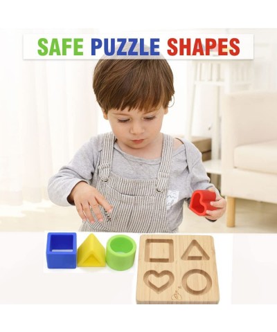 Silicone (Heart) Puzzle Shape Toy with a Bamboo Base Stacking Blocks Safe Teething & Squeezing Play BPA Free Developmental an...